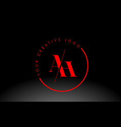 Red Ah Serif Letter Logo Design With Creative