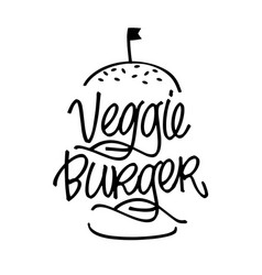 Veggie Burgers Lettering Hand Drawn Label