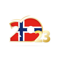 Year 2023 With Norway Flag Pattern