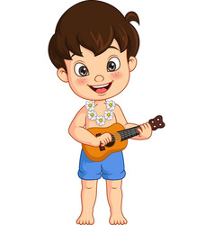 Hawaiian Little Boy Playing Ukelele