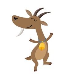 Dancing Goat With Gold Bell On White Background