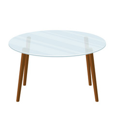 Empty Glass Round Office Table On Wooden Legs