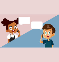 Boy And Girl Talking Over The Phone In A Dialogue