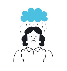 Sad Woman With Raincloud Above Her Head Bad Mood