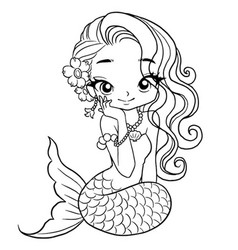 Fantasy Mermaid Cartoon Beautiful Princess Doodle