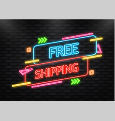 Free Shipping Service Badge Neon Style Banner