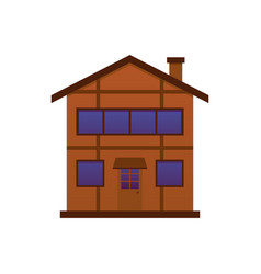 Two-storey Wooden House Exterior Flat Style