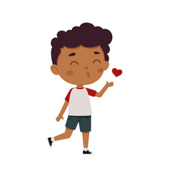 Cute Little Kid Boy Blowing A Kiss Cartoon