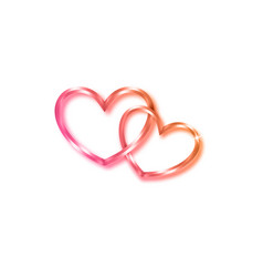 Marriage Rings Two Pink Golden Interlocking Hearts