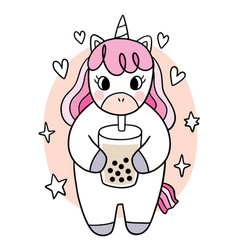 Cartoon Cute Unicorn Drink Bubble Tea