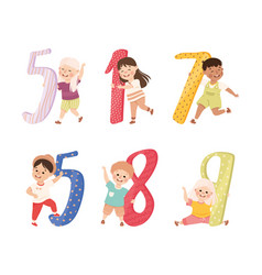 Little Children Holding Number Or Numeral Learning