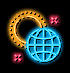 Rotation Earth Around Sun Neon Glow Icon