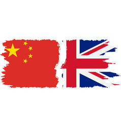 Uk And China Grunge Flags Connection