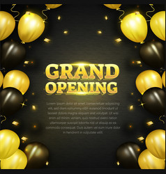 Grand Opening Poster Design With Golden Balloon