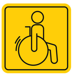 Person In A Wheelchair Yellow Outline Sign