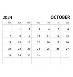 Calendar 2024 Template - October On White