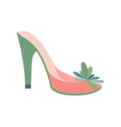 High Heeled Pink Shoe With Blooming Flowers