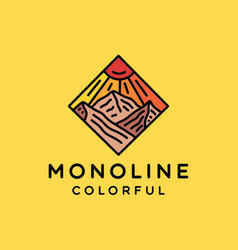 Mountain Logo Colorful Monoline High Peak Icon