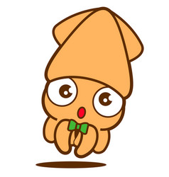 Cartoon Cute Big Eyes Squid With Green Bowtie