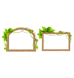 Set Stone Brick Arch Frame Border Jungle Decorated