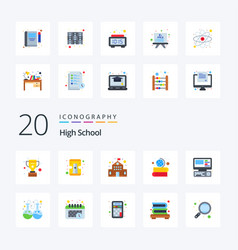 20 High School Flat Color Icon Pack Like