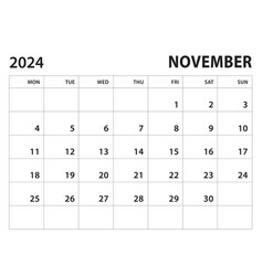 Calendar 2024 Template - November On White