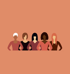 Five Women Of Different Skin Hair And Clothes