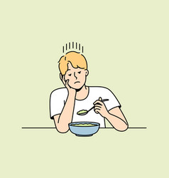 Guy Without Appetite Looks At Lean Diet Dish