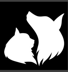 Silhouette Of A Cat And Dog Muzzle Profile