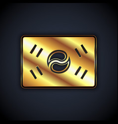 Gold South Korea Flag Icon Isolated On Black