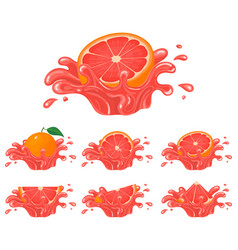 Set Fresh Bright Grapefruit Juice Splash Burst