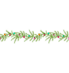 Christmas Lights String With Fir Tree Branches