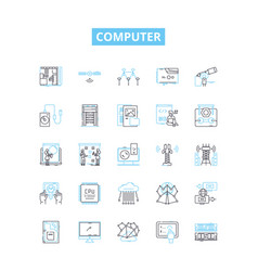 Computer Line Icons Set Computer Laptop