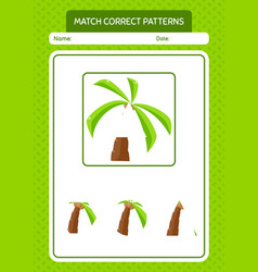 Match Pattern Game With Coconut Tree Worksheet