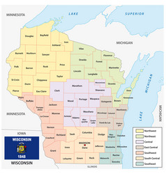 Map Regions Us State Wisconsin