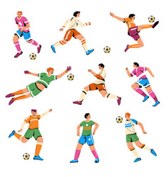 Dynamic Football Athletes Poses Soccer Players