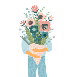 Isolated Of Man With Bouquet