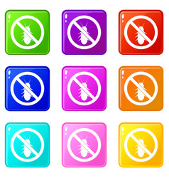 No Termite Sign Icons 9 Set