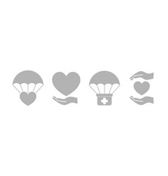 Humanitarian Aid Light Gray Isolated Icon Set