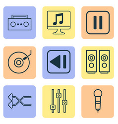 Multimedia Icons Set With Loudspeakers Shuffle