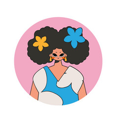 Round Avatar Of A Woman In The Style Of The 80s