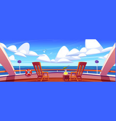 Cartoon Yacht Deck With Beautiful Sea View