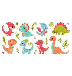 Cute Dinosaur Set Clipart Of Colored