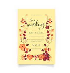 Wedding Card With Beautiful Flowers Design