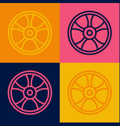 Pop Art Line Alloy Wheel For Car Icon Isolated On