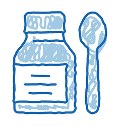 Medicine Bottle Doodle Icon Hand Drawn