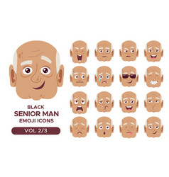 Black Senior Man Emoji Icon Set 2 3