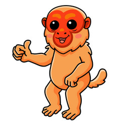 Cute Bald Uakari Monkey Cartoon Giving Thumb Up