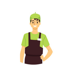 Portrait Waiter Or Fast Food Cafe Worker Flat