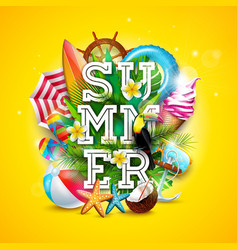 Summer Holiday Banner Design With Colorful Beach